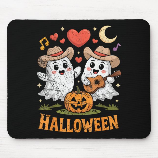 Ghost Playing Guitar For Halloween Lovers  Mousepad (Vorne)