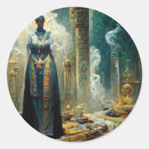 Ghost Priestess Fantasy Runder Aufkleber