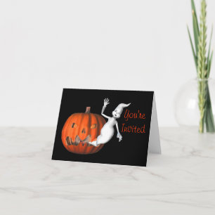 Ghost Pumpkin Funny Halloween Party Einladung