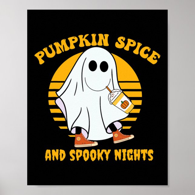 Ghost Pumpkin Gewürz Latte Fall Vibe Halloween Spo Poster (Vorne)