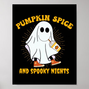 Ghost Pumpkin Gewürz Latte Fall Vibe Halloween Spo Poster