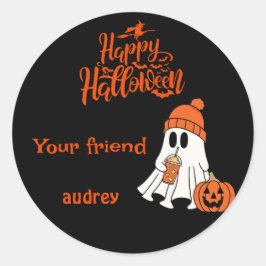 Ghost Pumpkin Happy Halloween Boo Personalisiert Runder Aufkleber