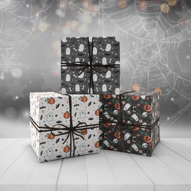 Ghost Pumpkins Ghost Mixed Halloween Patterns Geschenkpapier Set (Von Creator hochgeladen)