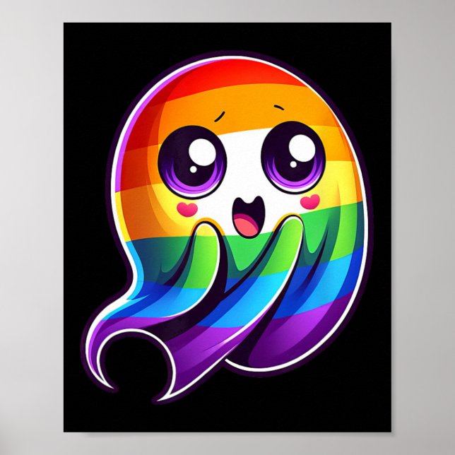 Ghost Rainbow Gay Pride Funny Poster (Vorne)