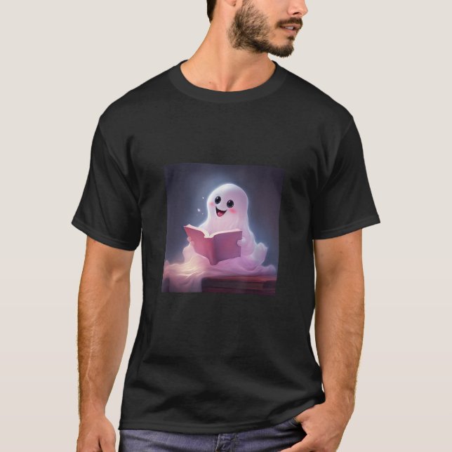 Ghost Reading Book Lover Library T-Shirt (Vorderseite)