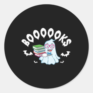 Ghost Reading Books Halloween Kostüm für Lehrer Runder Aufkleber