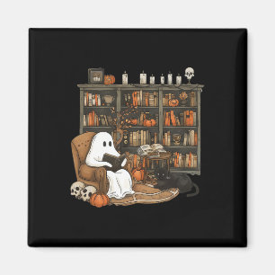 Ghost Reading Books Librarian Teacher Halloween Magnet