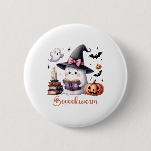 Ghost Reading Buch Coquette Bow Halloween Mädchen Button