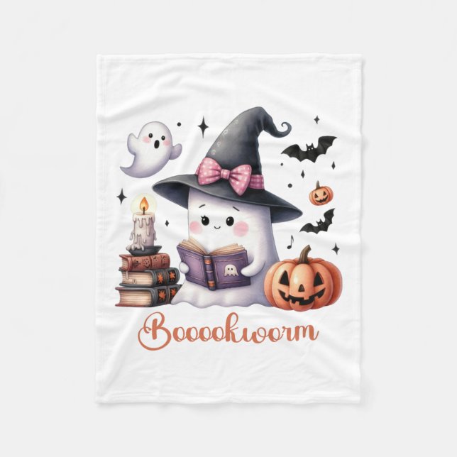 Ghost Reading Buch Coquette Bow Halloween Mädchen  Fleecedecke (Vorderseite)
