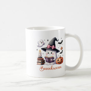 Ghost Reading Buch Coquette Bow Halloween Mädchen Kaffeetasse