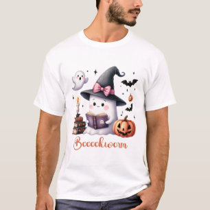 Ghost Reading Buch Coquette Bow Halloween Mädchen T-Shirt