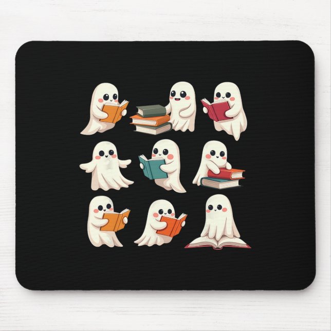 Ghost Reading Bücher Halloween Bücher Lover Lehrer Mousepad (Vorne)