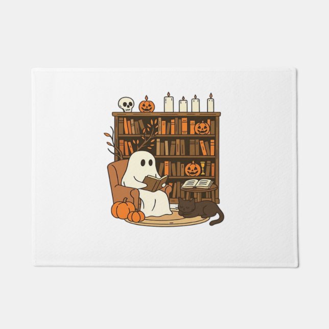 Ghost Reading in Cosy Halloween Library Classic T- Fußmatte (Vorderseite)