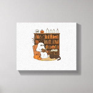 Ghost Reading in Cosy Halloween Library Classic T- Leinwanddruck