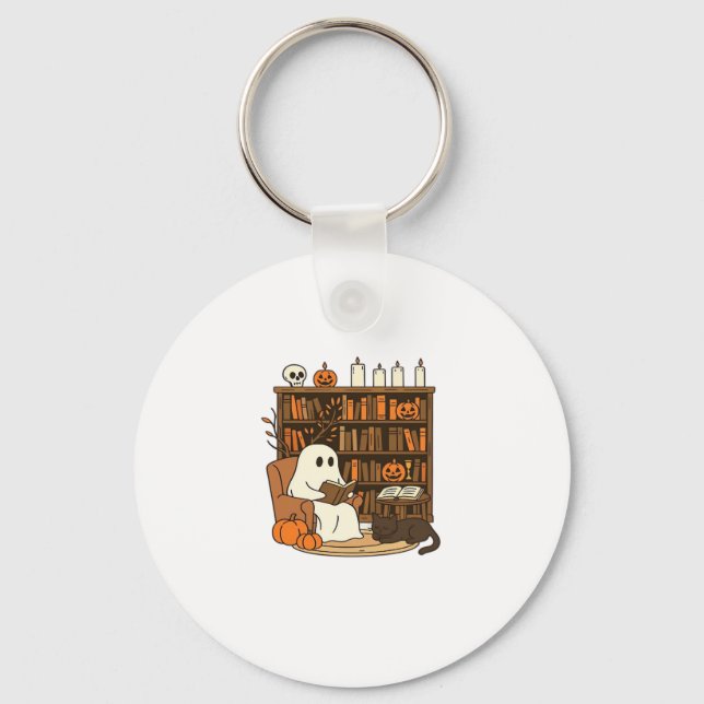 Ghost Reading in Cosy Halloween Library Classic T- Schlüsselanhänger (Vorderseite)