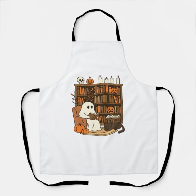 Ghost Reading in Cosy Halloween Library Classic T- Schürze (Vorderseite)