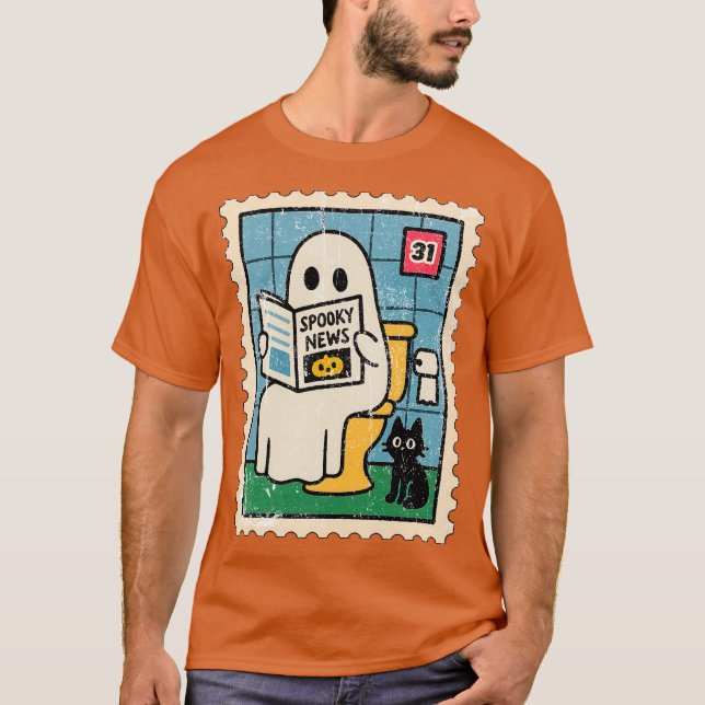 Ghost Reading Newspaper T-Shirt (Vorderseite)