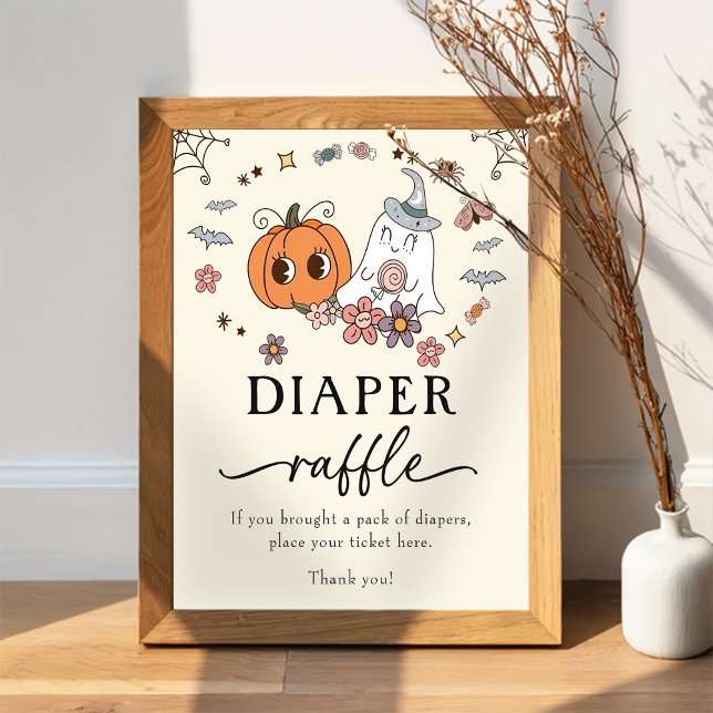 Ghost Retro Diaper Raffle Baby Dusche Spielzeichen Poster (Von Creator hochgeladen)