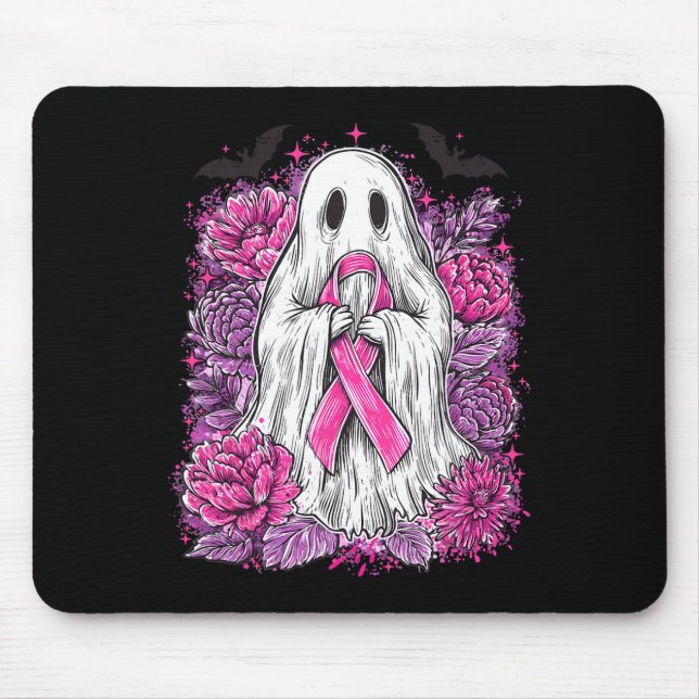 Ghost Ribbon Breast Cancer Awareness Halloween Flo Mousepad (Vorne)