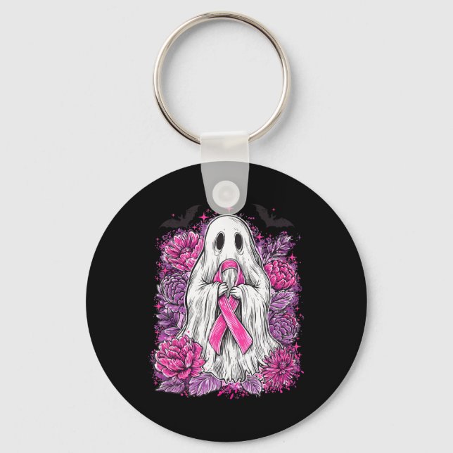 Ghost Ribbon Breast Cancer Awareness Halloween Flo Schlüsselanhänger (Vorderseite)