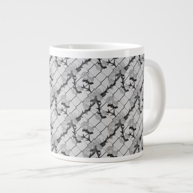 Ghost-Rose Klettern eines Kettenverbindungszauns N Jumbo-Tasse (Vorderseite Rechts)