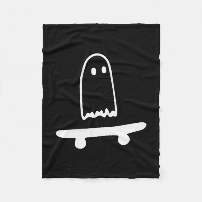 Ghost Skateboard Lazy Halloween Costume Funny Skat Fleecedecke (Vorderseite)