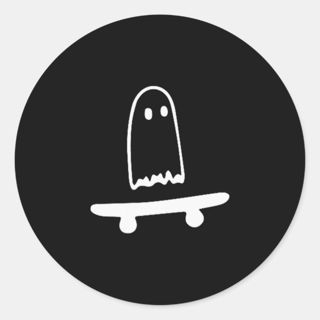 Ghost Skateboard Lazy Halloween Costume Funny Skat Runder Aufkleber (Vorderseite)