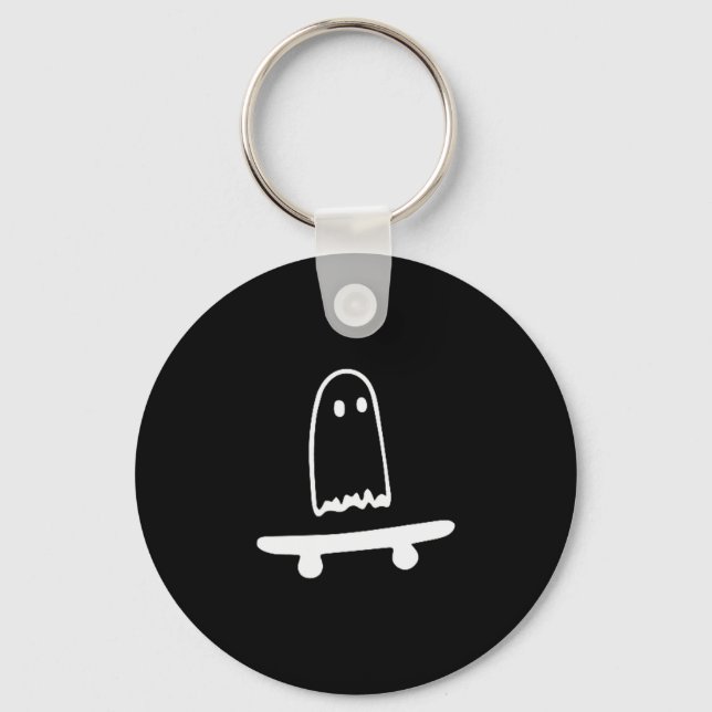 Ghost Skateboard Lazy Halloween Costume Funny Skat Schlüsselanhänger (Vorderseite)