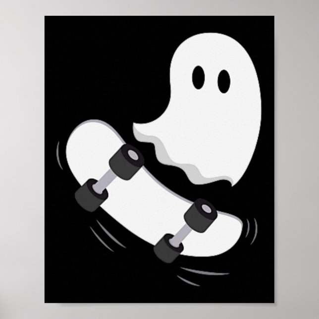 Ghost Skateboard Lazy Halloween Kostüm Spaß Skateb Poster (Vorne)