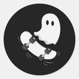 Ghost Skateboard Lazy Halloween Kostüm Spaß Skateb Runder Aufkleber