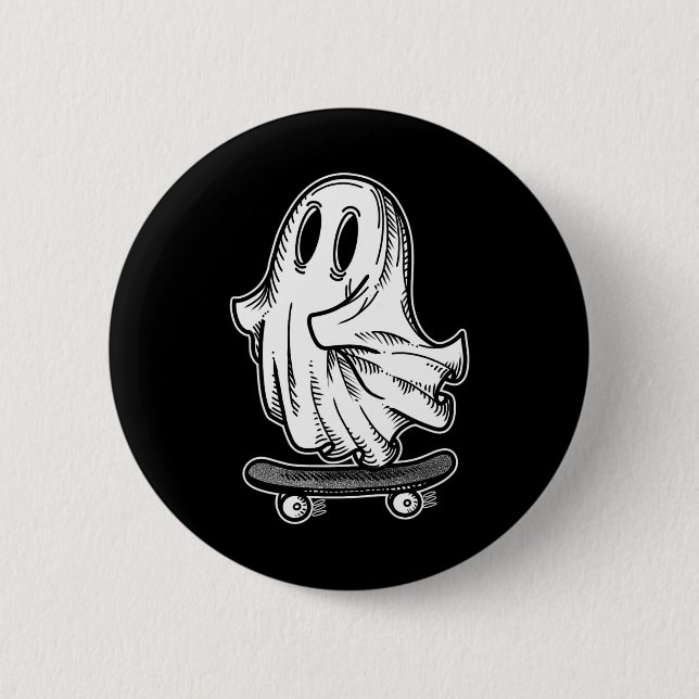 Ghost Skateboarder Blackwork Button (Vorderseite)