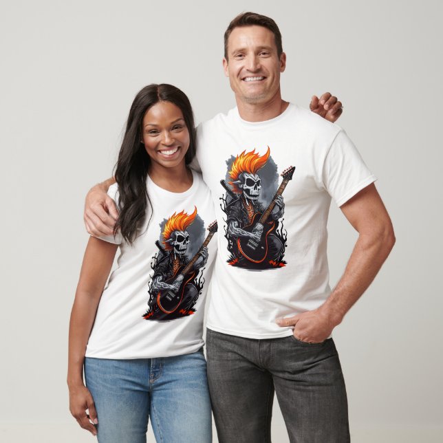Ghost Skull Playing Gitarre T-Shirt (Unisex)