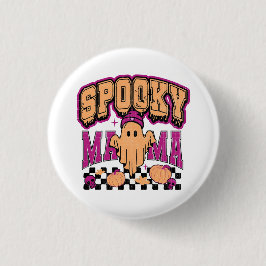 Ghost Spooky Mama Retro Halloween Vintages Design Button