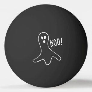 Ghost Sprichwort Boo White Kontur auf Black Tischtennisball