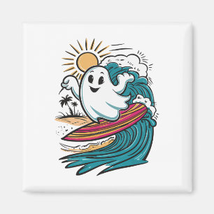 Ghost Surfing Surfbrett Magnet