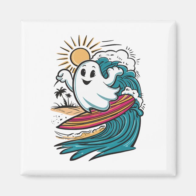Ghost Surfing Surfbrett  Magnet (Vorne)