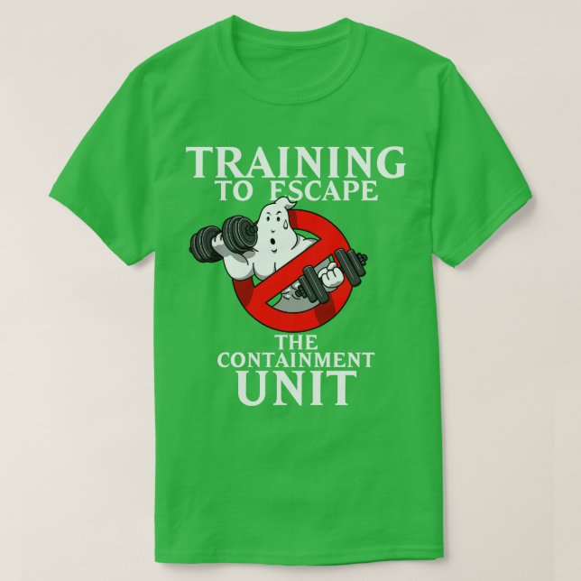 Ghost Training 80er Retro Gym Workout Meme T-Shirt (Design vorne)