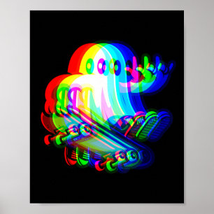 Ghost Trippy Vaporwave Halloween Techno Rave Edm M Poster