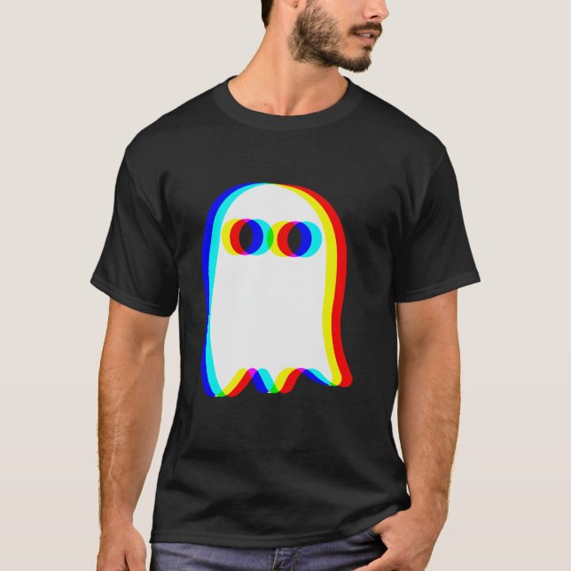 Ghost Trippy Vaporwave Halloween Techno Rave EDM M T-Shirt (Vorderseite)