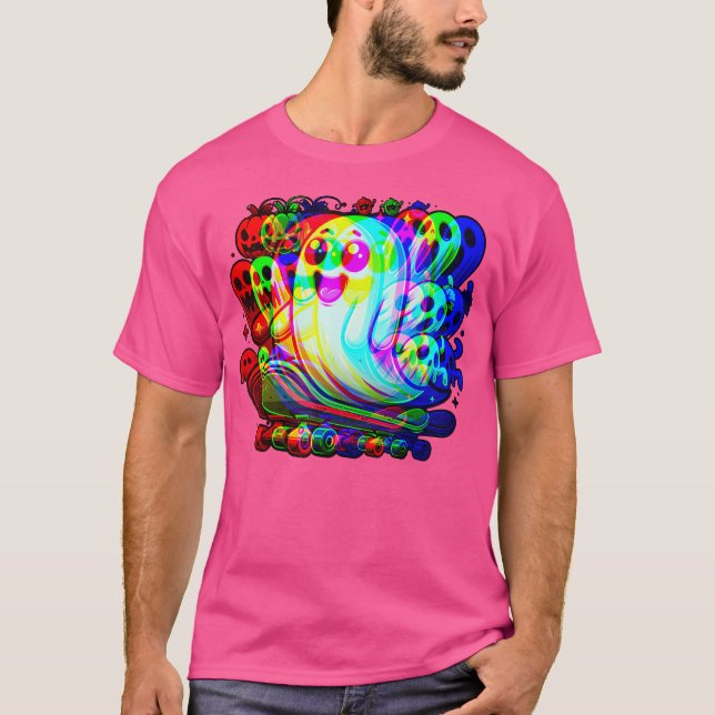 Ghost Trippy Vaporwave Halloween Techno Rave Edm M T-Shirt (Vorderseite)