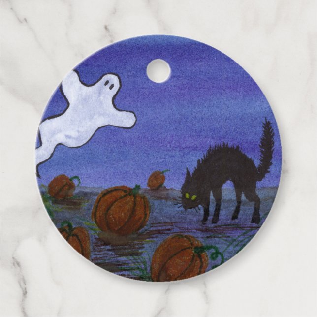 Ghost und Black Cat im Pumpkin Patch Geschenkanhänger (Vorderseite)