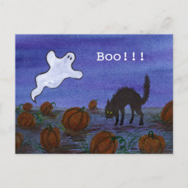 Ghost und Black Cat im Pumpkin Patch Postkarte