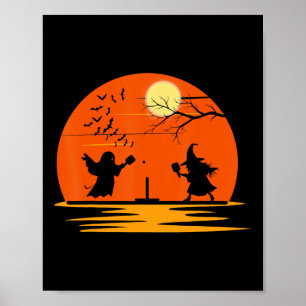 Ghost und Hexe spielen Pickleball Halloween Costu Poster