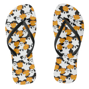 Ghost und Pumpkin Halloween-Muster Flip Flops