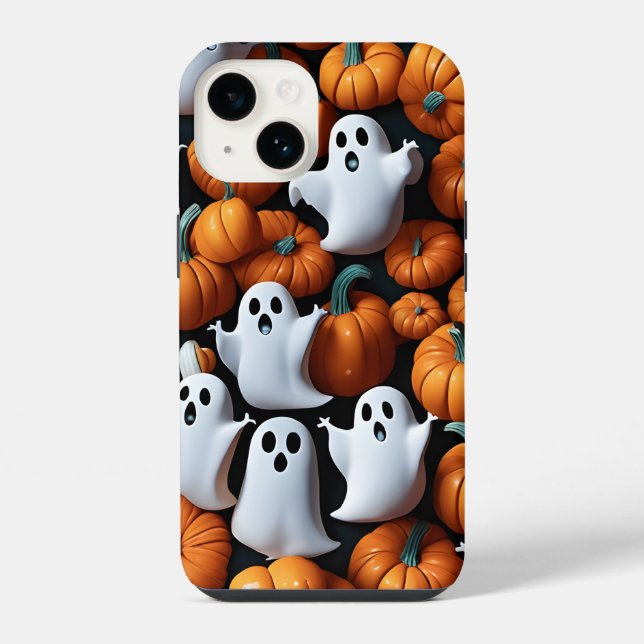 Ghost und Pumpkin iPhone 14 Hülle (Rückseite)