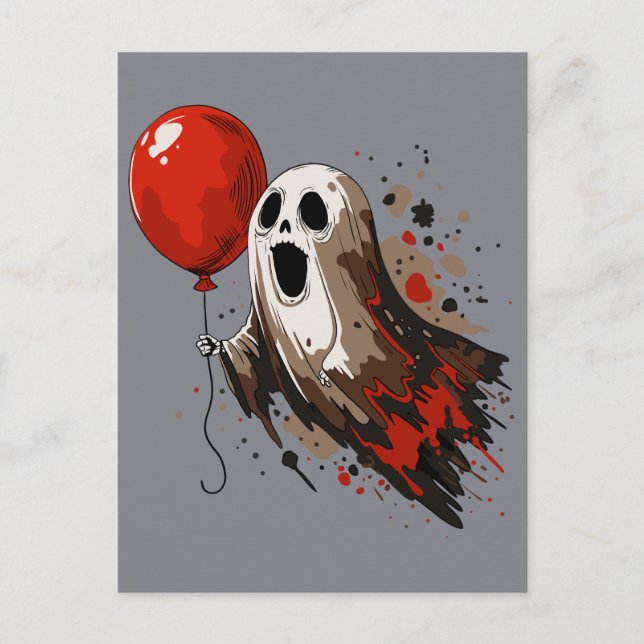 Ghost und Red Balloon Postkarte (Vorderseite)