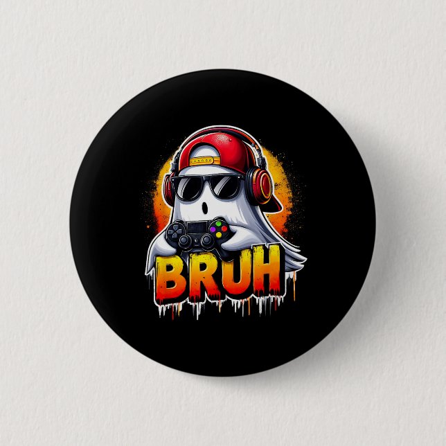 Ghost Video Game Bruh Halloween Gaming Controller Button (Vorderseite)