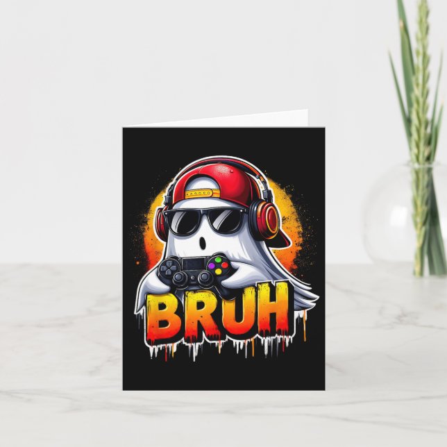 Ghost Video Game Bruh Halloween Gaming Controller Karte (Vorderseite)