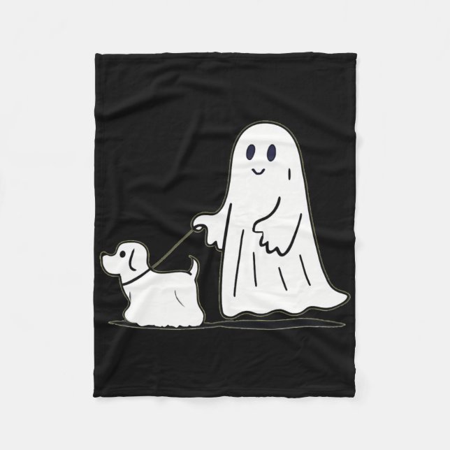 Ghost Walking Dog Ghostie Funny Halloween Hund Lie Fleecedecke (Vorderseite)