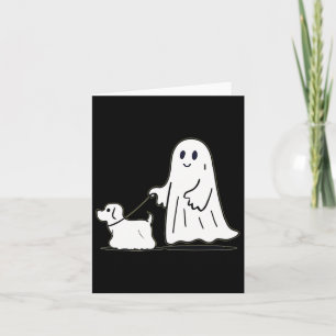 Ghost Walking Dog Ghostie Funny Halloween Hund Lie Karte
